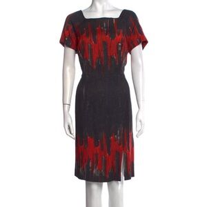 Lafayette 148 New York Red and Black Short Sleeve Dress